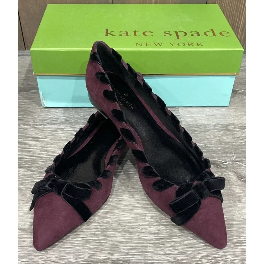 KATE SPADE KALANI Deep Cherry Burgundy Flat Shoes Women's US Size 8M